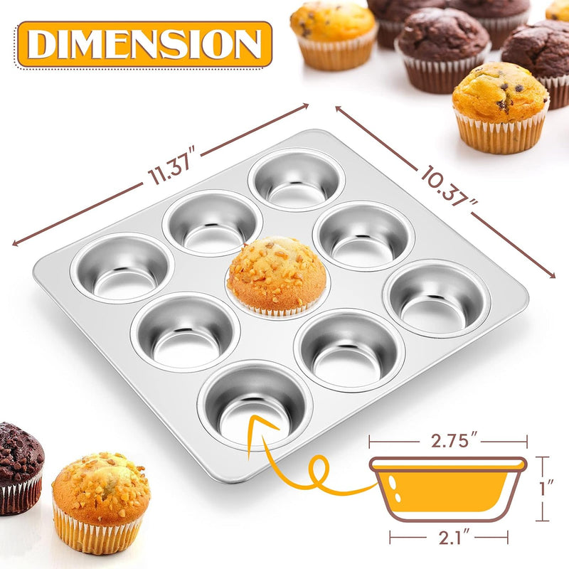 Stainless Steel 6-Cup Muffin Pan Set - Non-toxic  Dishwasher Safe - Regular Size