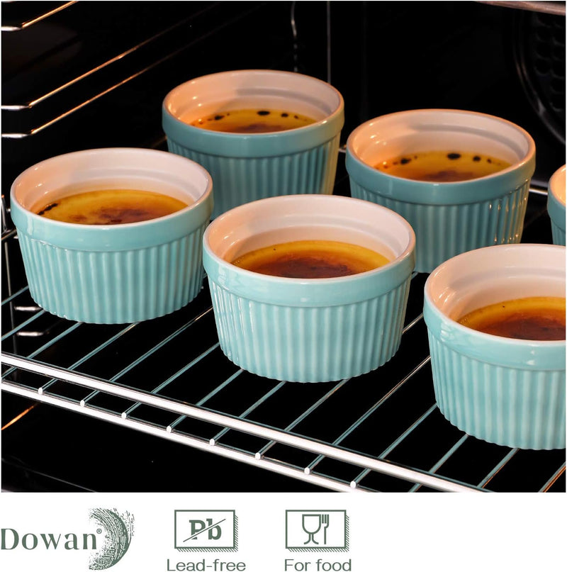 DOWAN Porcelain Ramekin Set - 4oz Baking 6 White