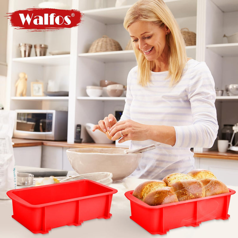 Walfos Silicone Mini Loaf Pan - 12 Cavities Non-Stick Food Grade - Ideal for Mini Bread Brownies Cornbread Cheesecake  Chocolate