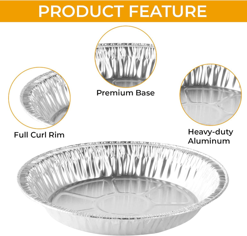 8 Disposable Aluminum Foil Baking Pie Pans - Pack of 25