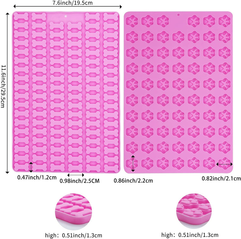 Dog Bone and Paw Print Silicone Molds for Treats and Baking