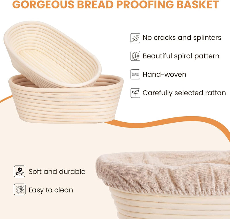 Bread Proofing Set - Banneton Basket Sourdough Liner Lame and Scraper