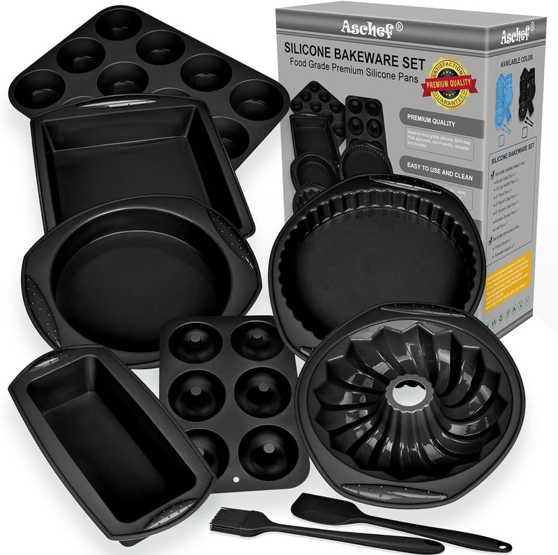 9in1 Nonstick Silicone Baking Bundt Cake Pan and Tools Set