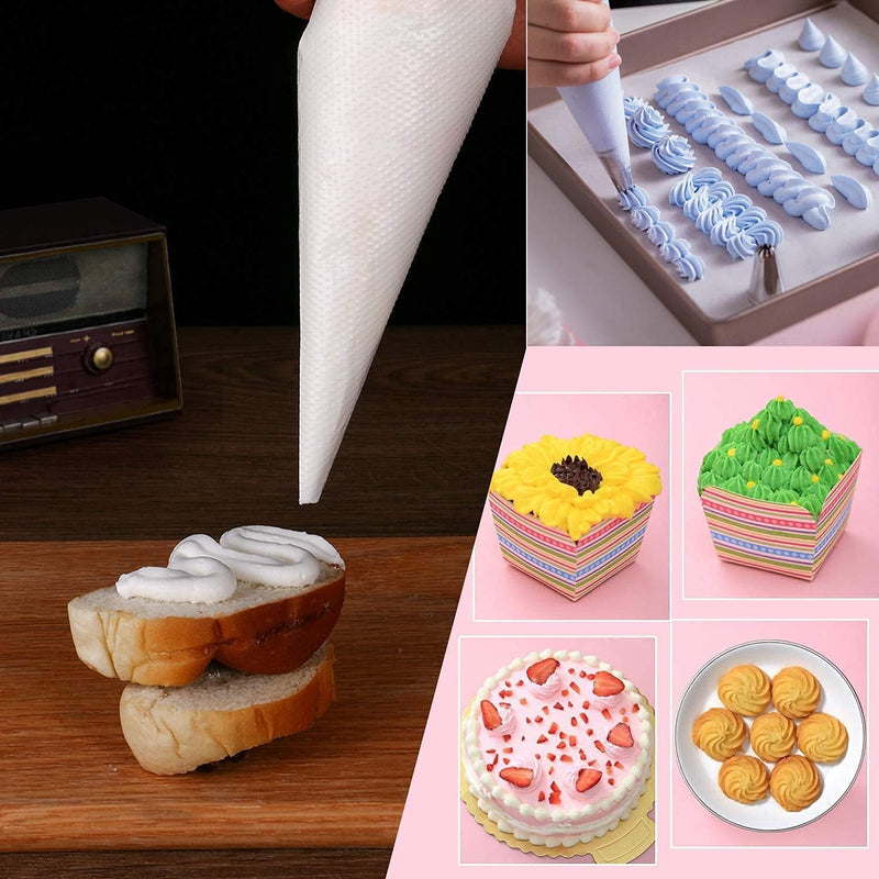 400 Disposable 12 Piping Bags - Anti-Burst Tipless for Cake Frosting and Cookie Decoration