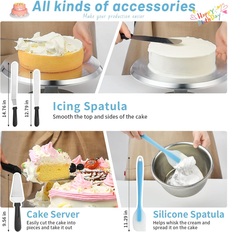12 Aluminum Cake Stand with Icing Tools - Baking Supplies