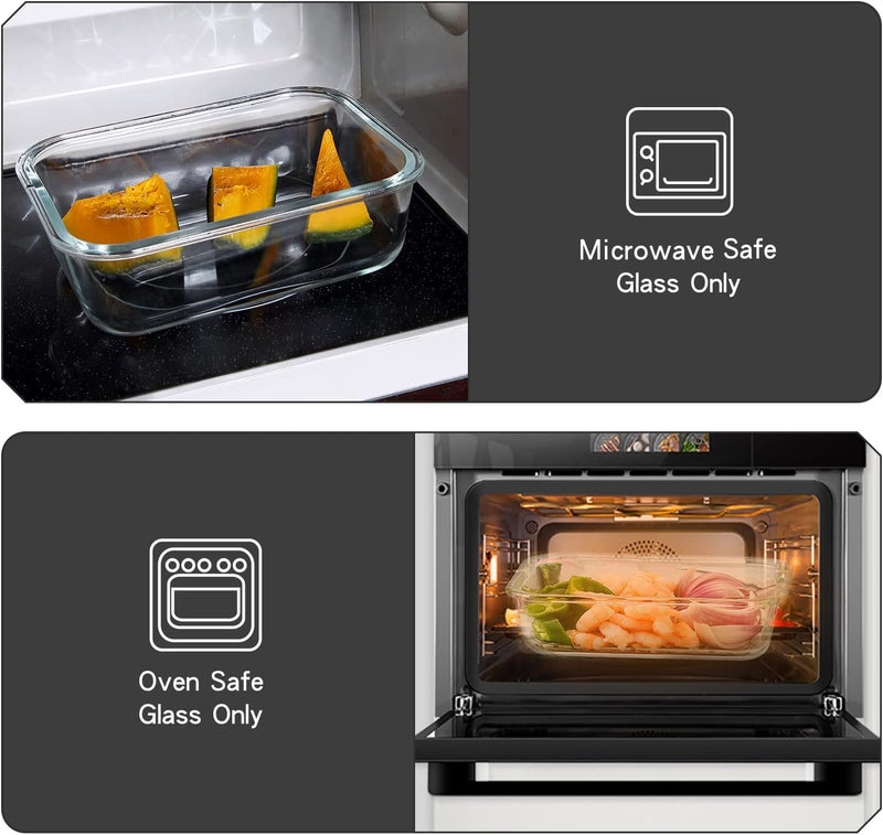 10-Pack UMEIED Glass Food Storage Containers - Leakproof Airtight Meal Prep Containers for Lunch On the Go Leftovers - Dishwasher Safe