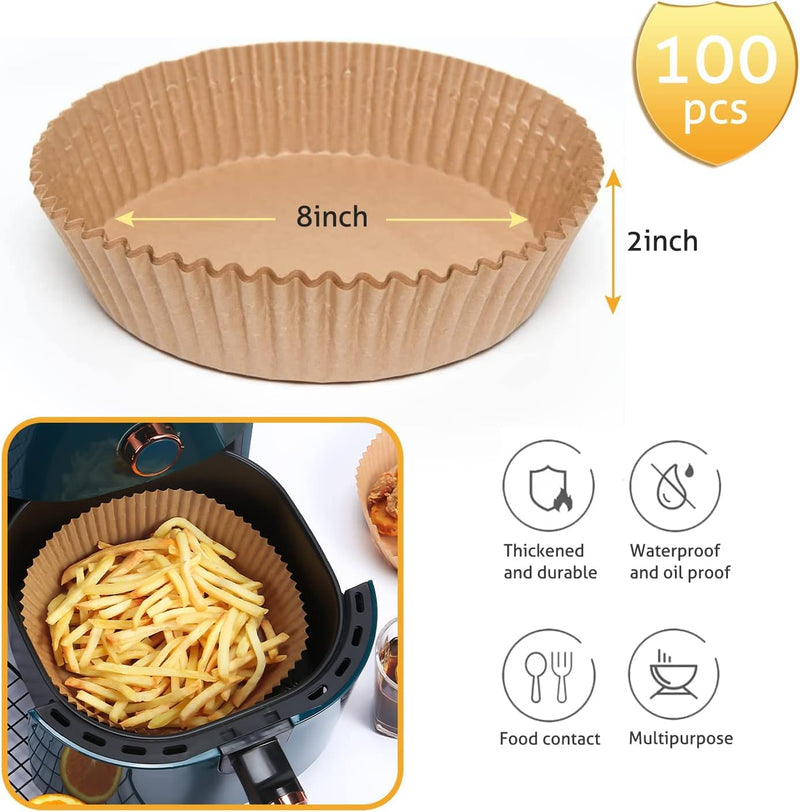 Air Fryer Paper Liners - Non-Stick Disposable Parchment Paper for 5-8 QT Fryers 8 100 PCS