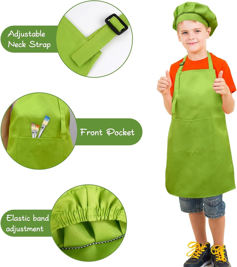 Kids Chef Apron and Hat Set for Cooking Baking and Painting