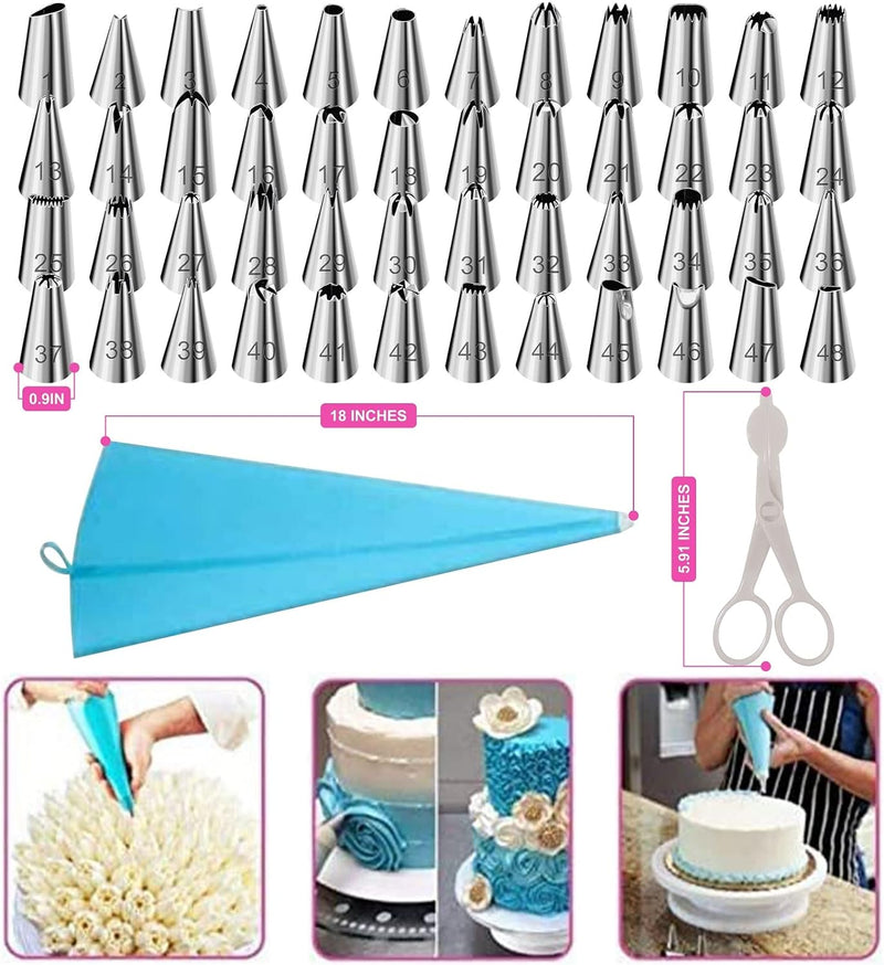 Halloween Cake Decorating Set - 129 PCS Baking Tools  Supplies with Numbered Tips  Pastry Bag  Flower Lifter  Nail Cookie Tips