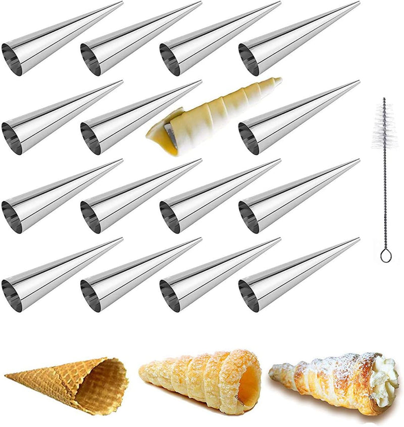 VolksRose 30pc Cream Horn and Cannoli Mold Kit - Stainless Steel Baking Molds for Danish Pastry and Lady Lock Forms