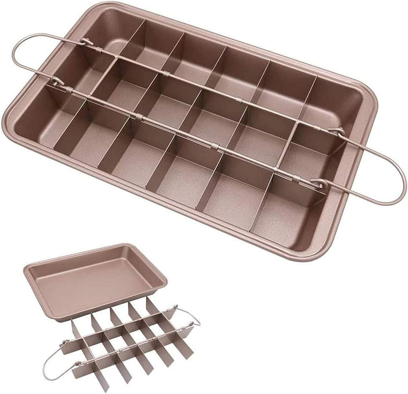 Non-Stick Brownie and Lasagna Pan with Dividers - 12x8 Inches