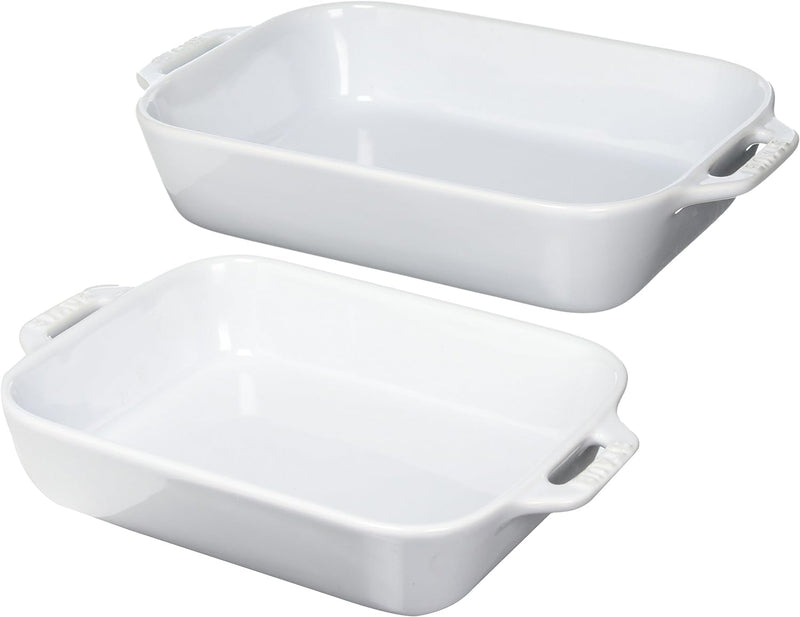 STAUB Rectangular Baking Dish Set 2 pc Rustic Ivory