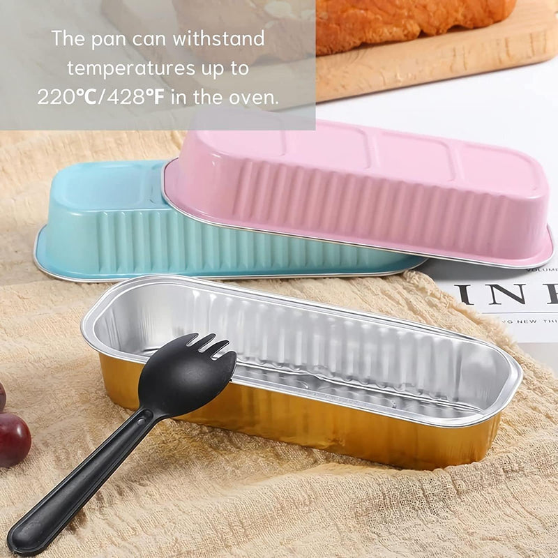 Mini Loaf Baking Pans with Lids  Spoons 50 Pack 68oz - Aluminum Foil Baking Tins for Cupcakes Cheesecakes and Creme Brulee