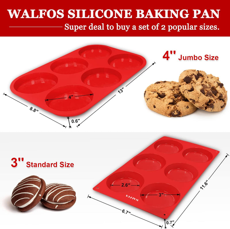 Walfos Silicone Cupcake Pan Set - 2-Piece Mini 24-Cup Muffin Baking Pan - BPA Free Dishwasher Safe - Non-Stick - Great for Muffin Cakes Fat Bombs