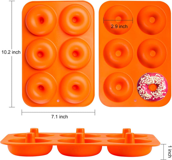 3-Pack Nonstick Silicone Donut Pan with BPA-Free Mold - Makes 3-inch Donuts - 10x7 Inches - Dishwasher and Microwave Safe