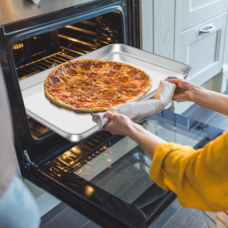 Stainless Steel Baking Sheet Set - 2 Pack Non-Toxic  Heavy Duty Mirror Finish 12x10x1 Dishwasher Safe