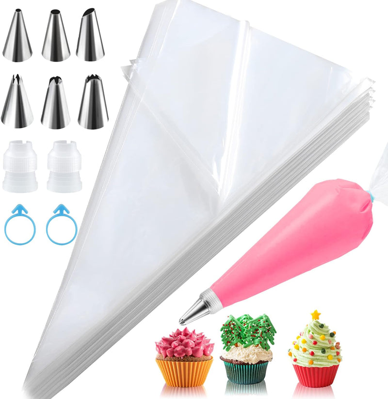 100pcs Firstake Disposable Piping Bags with Tips - 12 Inch Thickened Anti Burst Baking Set