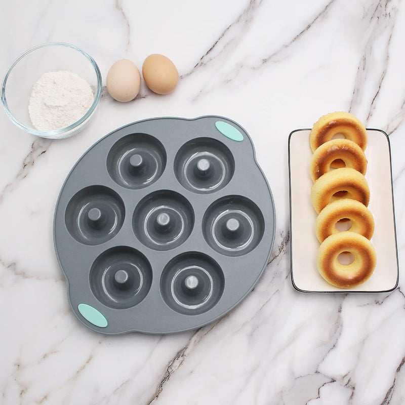 8-in-1 Silicone Baking Set - 6 Molds 2 Mats Cookie Sheet Cake Pan - Navy Blue