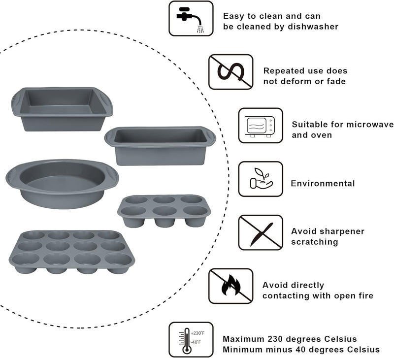 7in1 Nonstick Silicone Baking Set - Oven Bakeware Kit