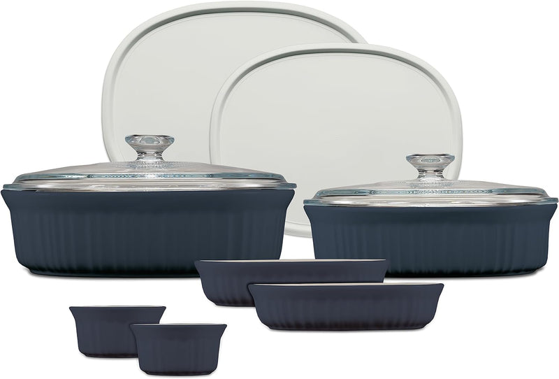 CorningWare French White 7-Pc Ceramic Bakeware Set with Lids Chip  Crack Resistant Stoneware Dish