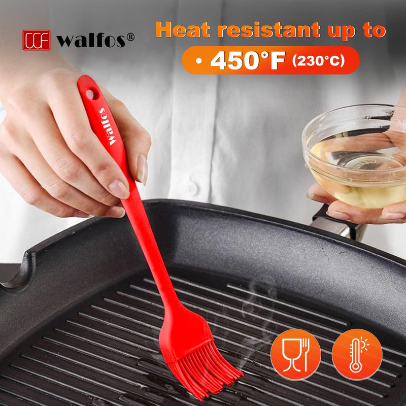 Walfos Silicone Basting Pastry Brush Set 2 Pcs - Heat Resistant for BBQ Baking  Cooking