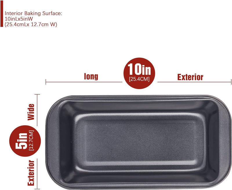 Carbon Steel Nonstick Loaf Pan Set for Baking Homemade Bread and Cakes - Grips Handles Gray 2 pack