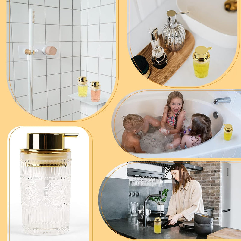 Multipurpose Glass Soap Dispenser - Gold with Easy Cleaning