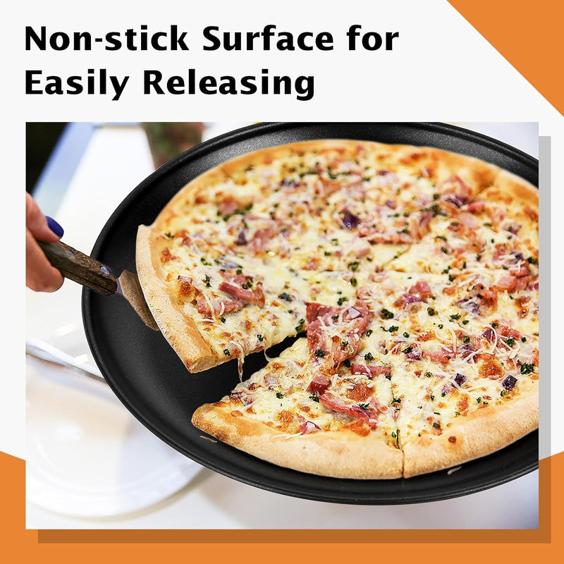 TeamFar 12 Stainless Steel Round Pizza Pan - Heavy Duty  Dishwasher Safe