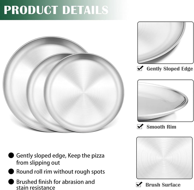 Stainless Steel Pizza Pan Set of 2 - 13 Round Tray for Pizza Pie Cookie and Cake