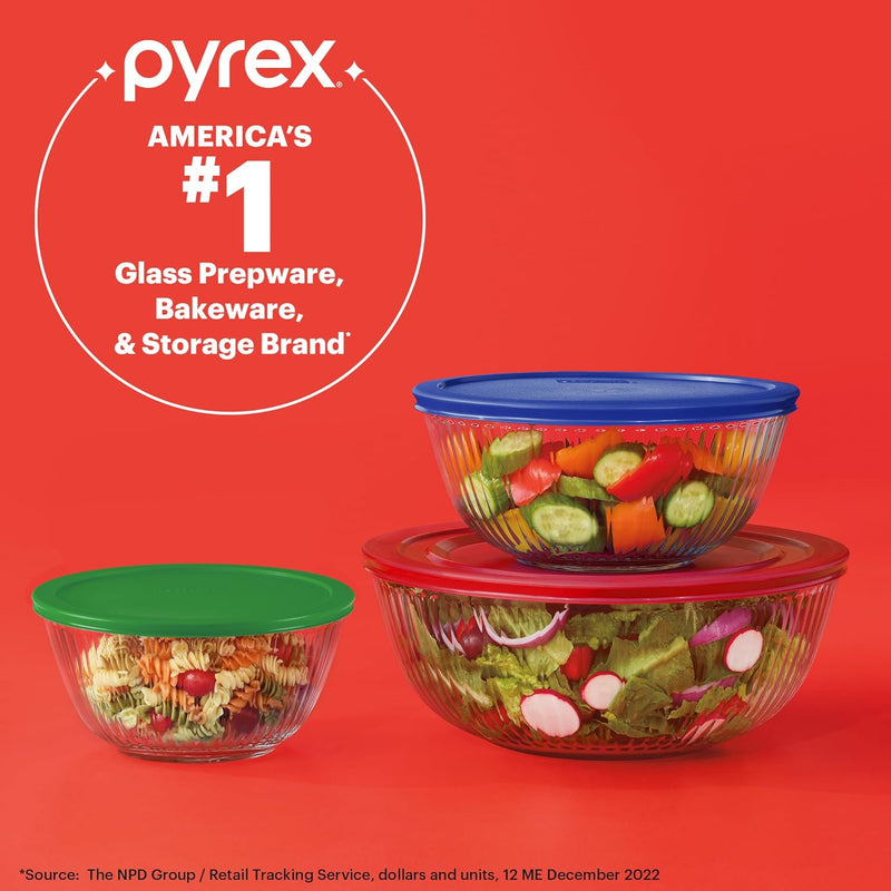 Pyrex Mixing Bowl Set - 3-Piece Smart Essentials Glass DishwasherMicrowaveFreezer Safe