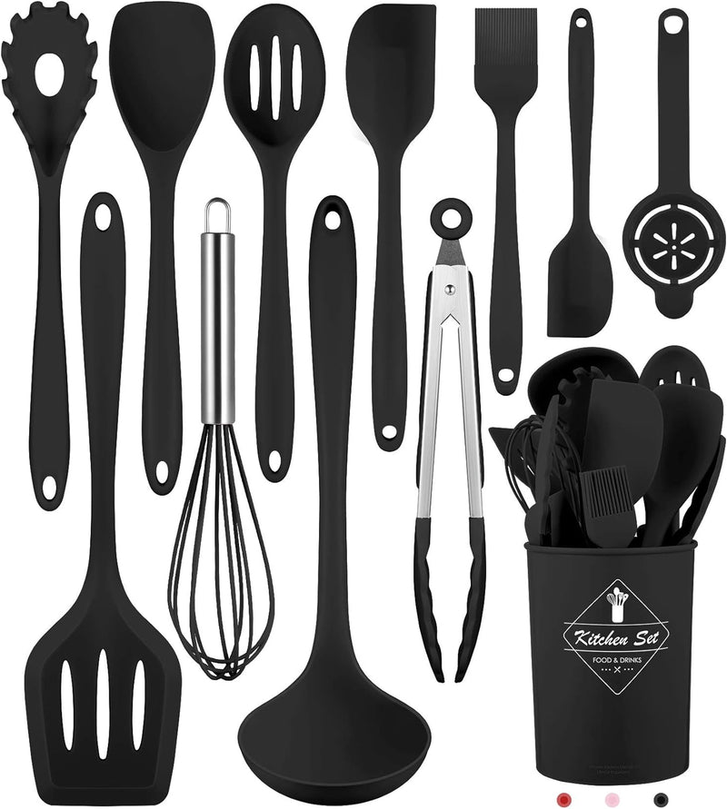 12-Piece Silicone Cooking Utensil Set - Dishwasher Safe  Heat Resistant 392F - Nonstick Kitchen Utensils for Cookware