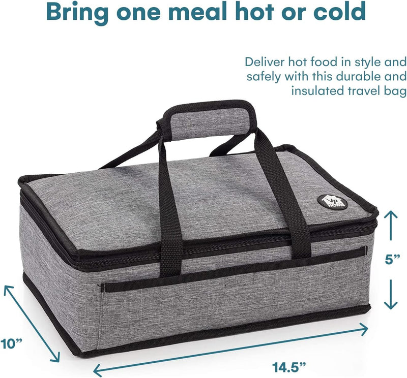 Double Casserole Travel Bag - Insulated Food Carrier for HotCold Dishes Heather Gray