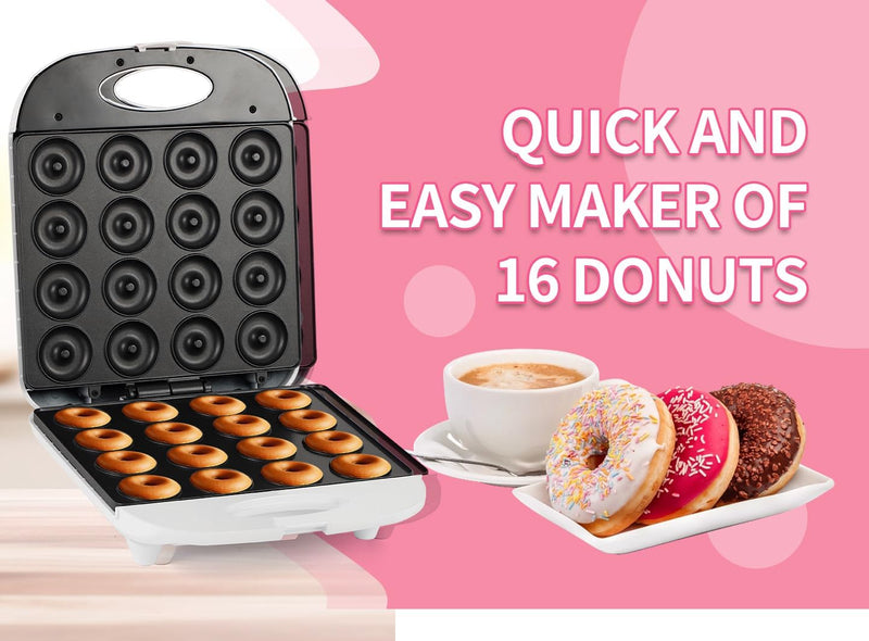 Portable Double-Sided Mini Donut and Pancake Maker - Non-Stick 16 Hole Machine for Children and Family Travel