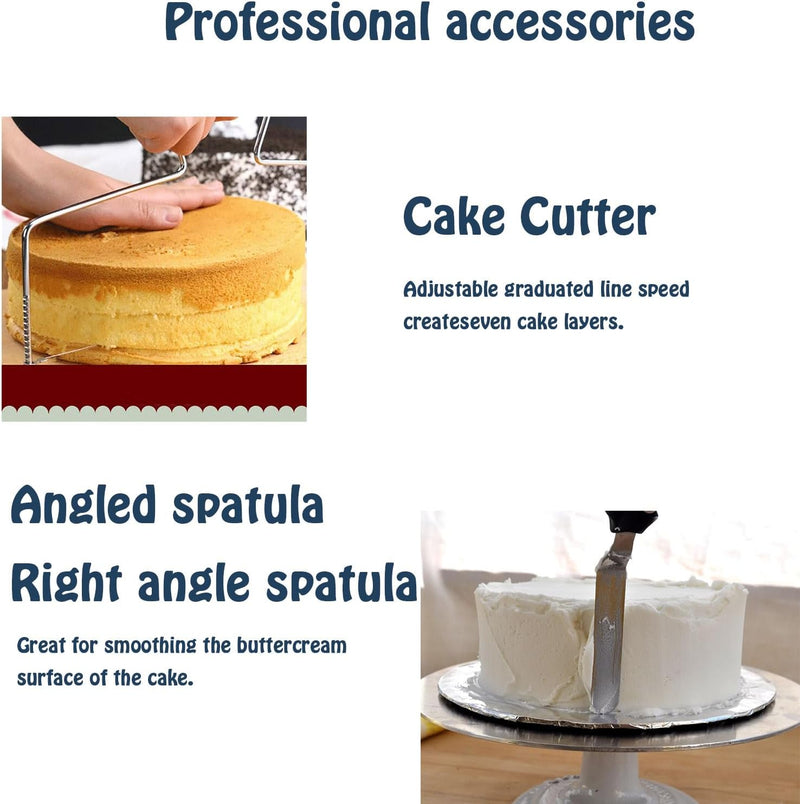 Cake Decorating Kit - 12 Turntable 35 Supplies 24 Piping Tips Spatula Leveler