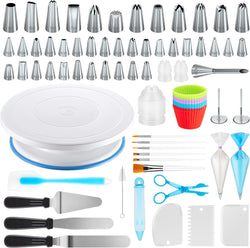 Kootek 178-Piece Cake Decorating Kit with Turntable Icing Tips Comb Scraper Pastry Bags and Baking Supplies