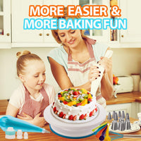 207 Pcs Cake Decorating supplies Kit for Beginners Cake Turntable-100+ Piping Bags-Russian Piping Tips-Icing Spatula Cake Decorating Tools