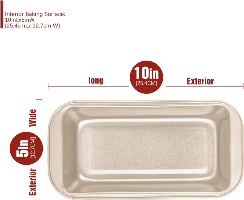 Carbon Steel Nonstick Loaf Pan Set for Baking Homemade Bread and Cakes - Grips Handles Gray 2 pack