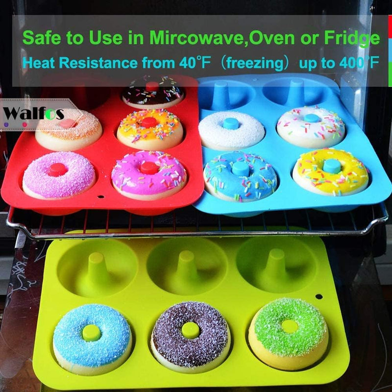 Walfos Silicone Donut Mold Set - Non-Stick Heat Resistant BPA-Free Dishwasher Safe Pack of 2