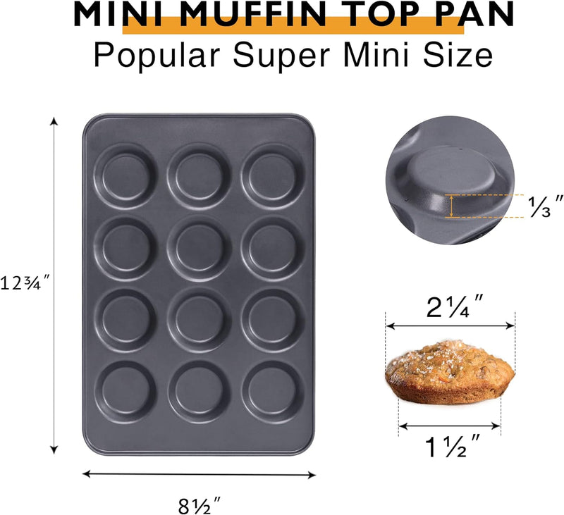 HONGBAKE Nonstick Muffin Pan - 12 Cup 2 Pack - Dark Grey