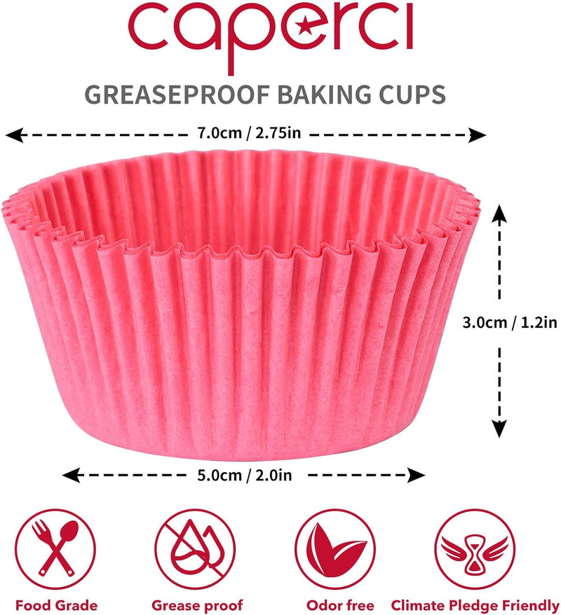 Caperci Standard Cupcake Liners - 500 Count No Smell Food Grade  Grease-Proof Baking Cups