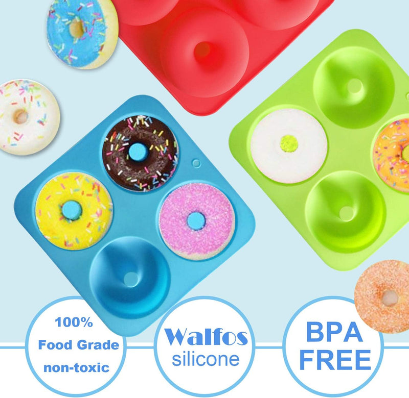 Walfos 4 Inch Silicone Donut Mold - Non-Stick Heat Resistant Set 3PK