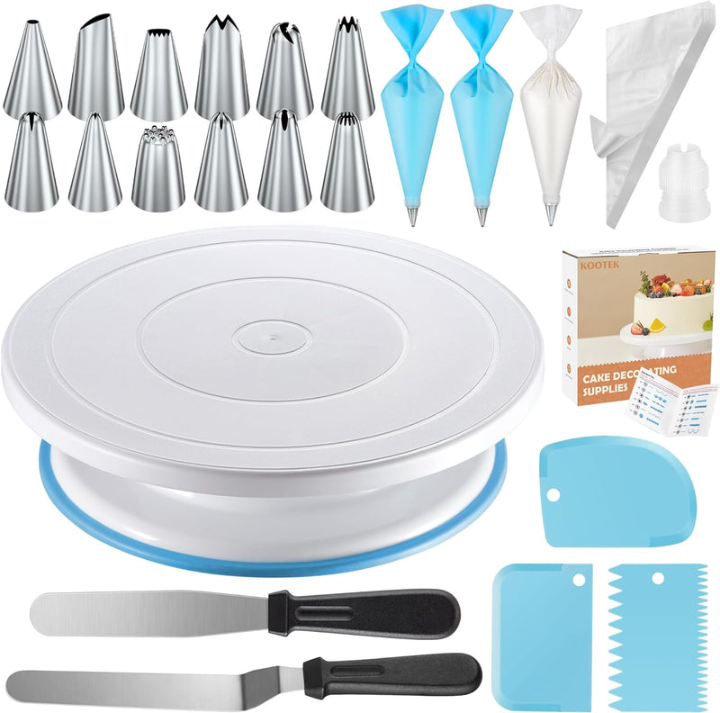 Kootek 71PCs Cake Decorating Supplies Kit with Turntable Tips Spatulas Scrapers and Bags - Baking Set