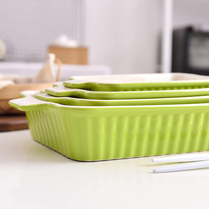 BakeBake Porcelain Casserole Dish Set with Handles and Deep Lasagna Pans in White