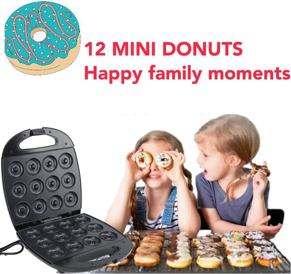 12-Hole Donut Maker Machine with Dual Heating US Plug Safe Material