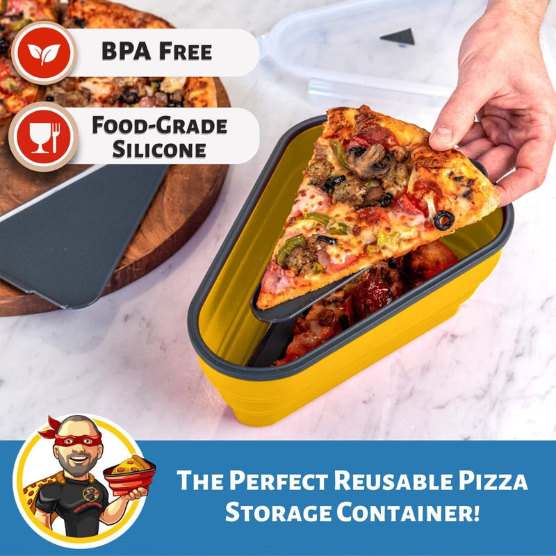 The Perfect Pizza Pack - Reusable Pizza Storage Container with 5 Microwavable Trays - BPA-Free Organizer for Space-Saving Red