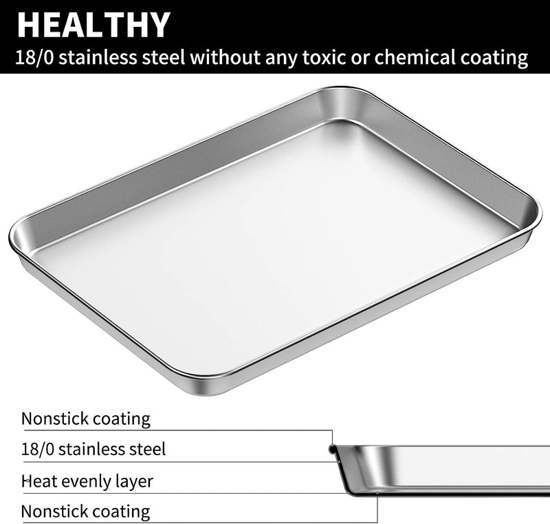 2-Pack Stainless Steel Baking Sheets - Commercial Grade Oven Tray Non-toxic  Easy to Clean