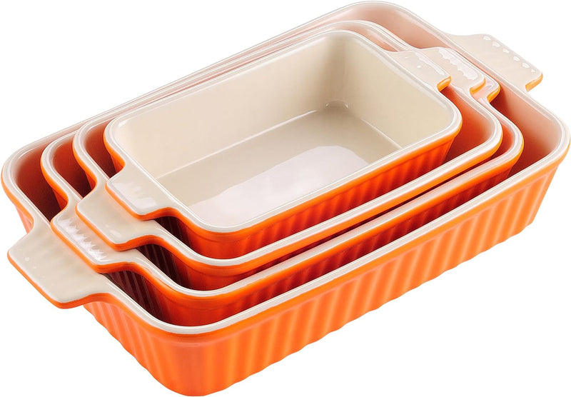 BakeBake Porcelain Casserole Dish Set with Handles and Deep Lasagna Pans in White