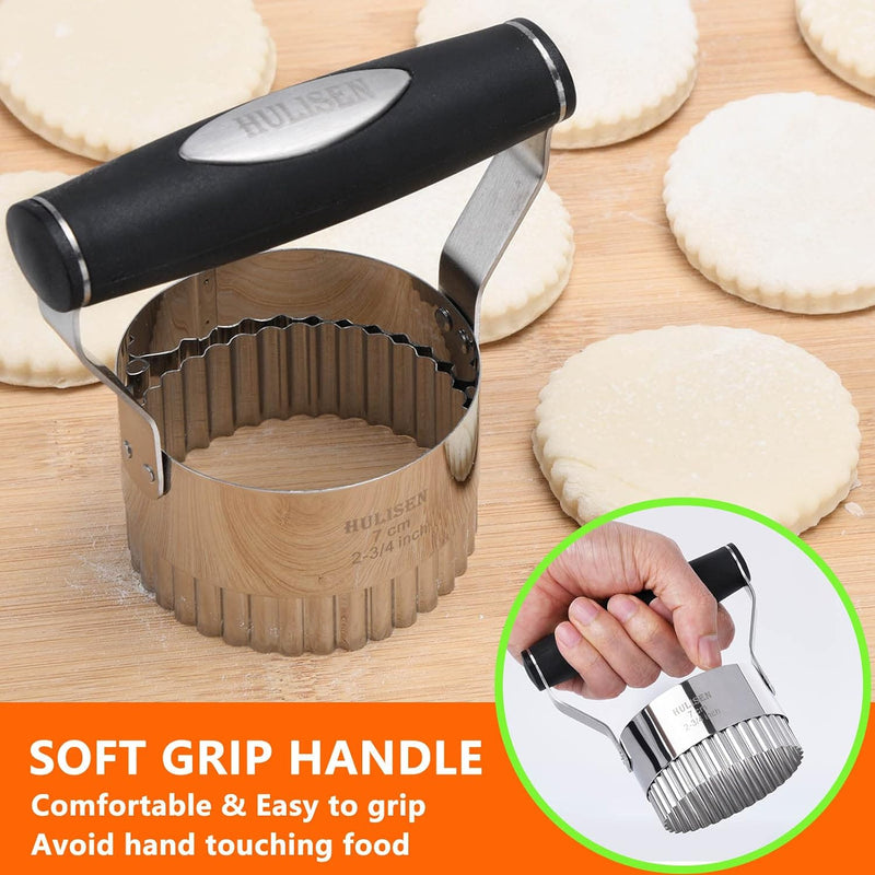 3-Inch Stainless Steel Biscuit Cutter with Soft Grip Handle and Gift Package