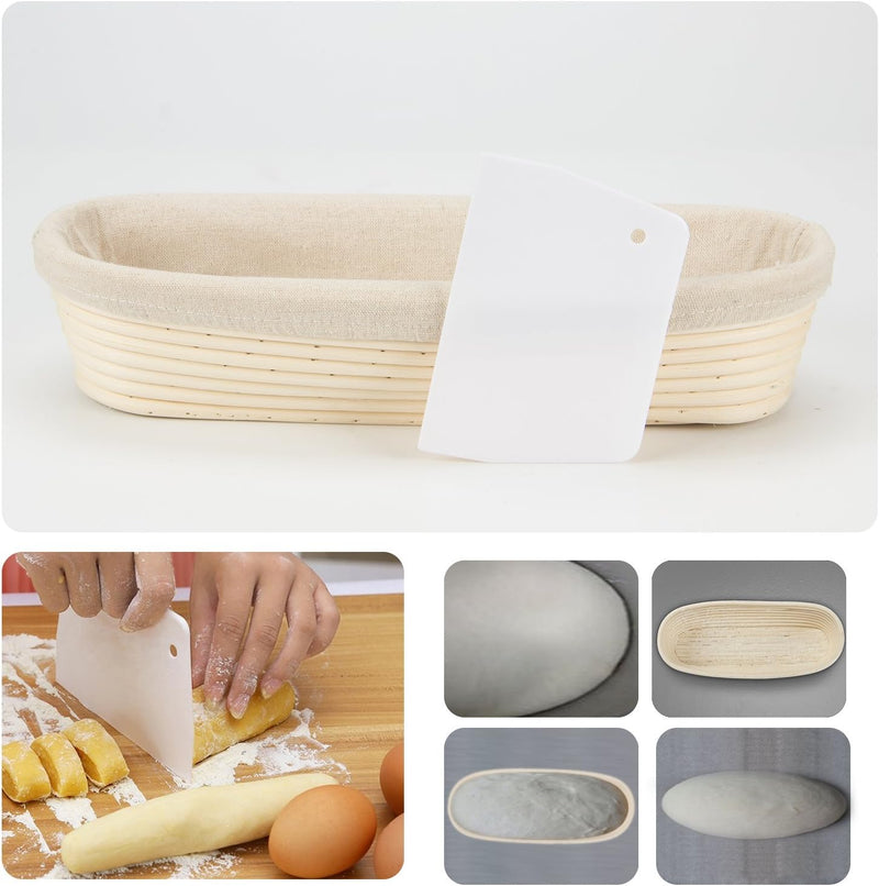 ANPHSIN 13 Oval Banneton Bread Basket with Liner - Round Brotform Dough Rising