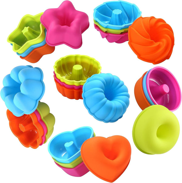24-Pack Silicone Donut Mold Baking Cups Bagel  Muffin Pan - Nonstick Microwave  Dishwasher Safe